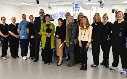 A group shot of Ms Constance, centre left, on her visit to NHS Scotland Academy on 9 Octo 2026 alongside a range of NHS Scotland Academy, NHS Golden Jubilee, and Public Services Delivery Scotland staff.
