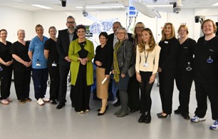 A group shot of Ms Constance, centre left, on her visit to NHS Scotland Academy on 9 Octo 2026 alongside a range of NHS Scotland Academy, NHS Golden Jubilee, and Public Services Delivery Scotland staff.