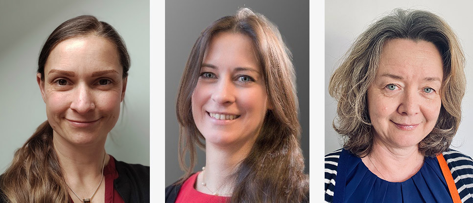 Portrait photos of Dr Caroline Bruce, Dr Sonia Petersen, Dr Sandra Ferguson