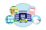 Animated image of hospital and healthcare water systems